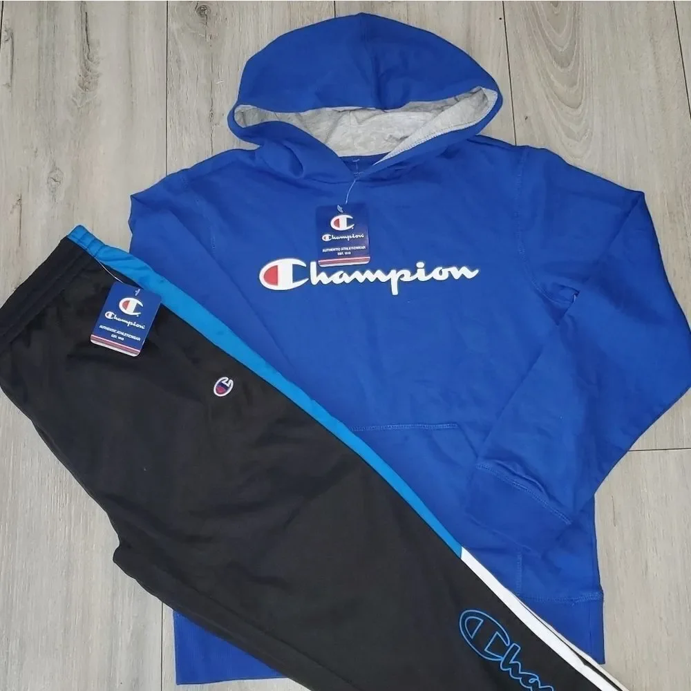 BOYS L CHAMPIONCHAINSTITCH HOODIE & TRACK PANTS